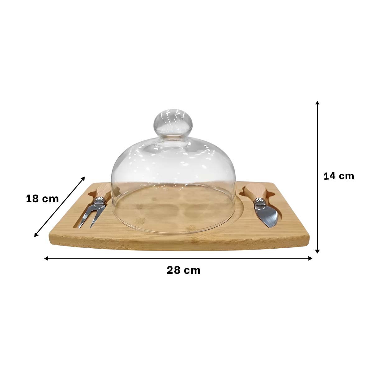 TABLA RECTANGULAR CON CUPULA DE VIDRIO Y 2 UTENSILIOS PARA PRESENTACION EN MESA YPAPEL REGALO - 4