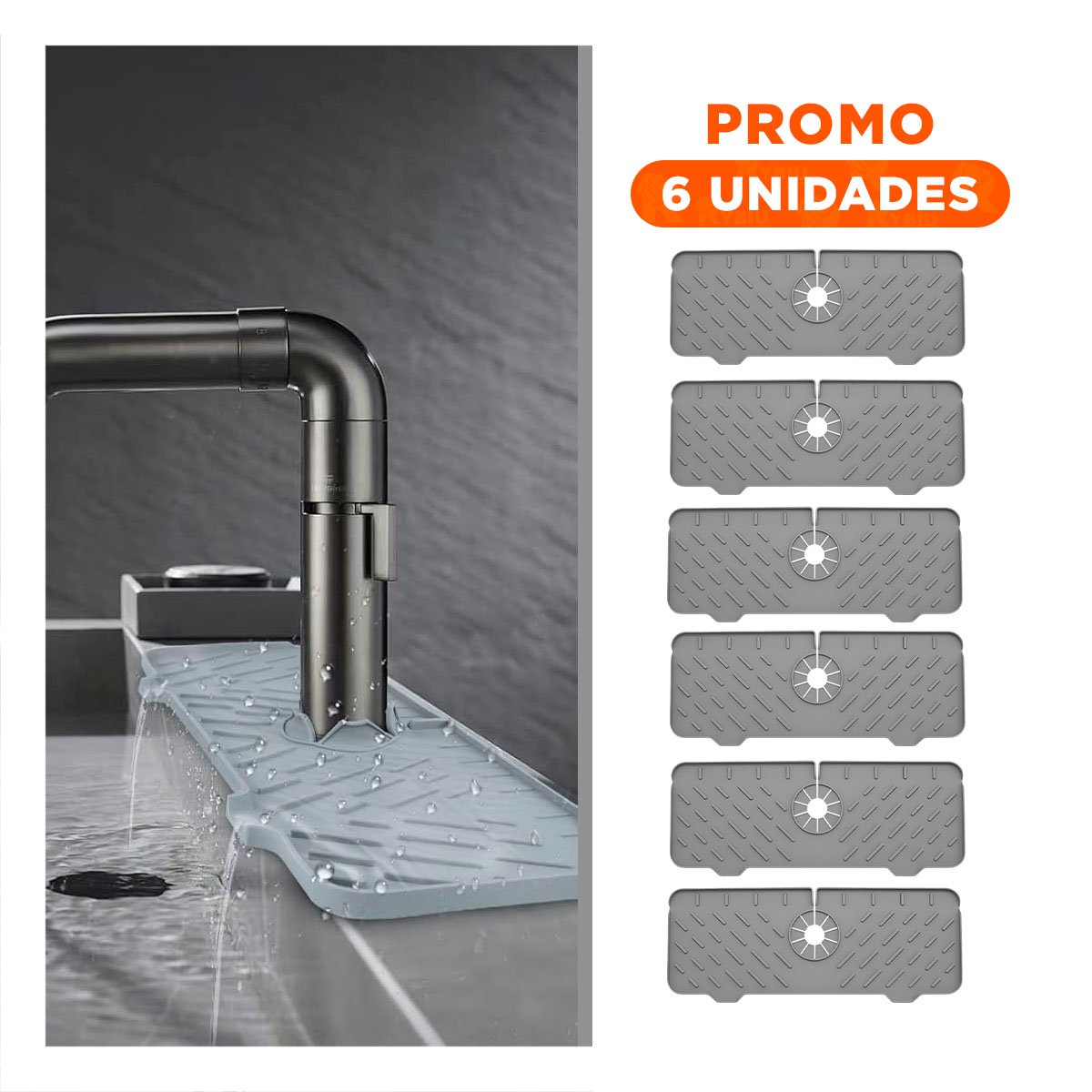 PACK6 SOPORTE DE SILICONA QUE CUIDA EL FONDO DEL LAVADERO YREGALO STICKER - 1