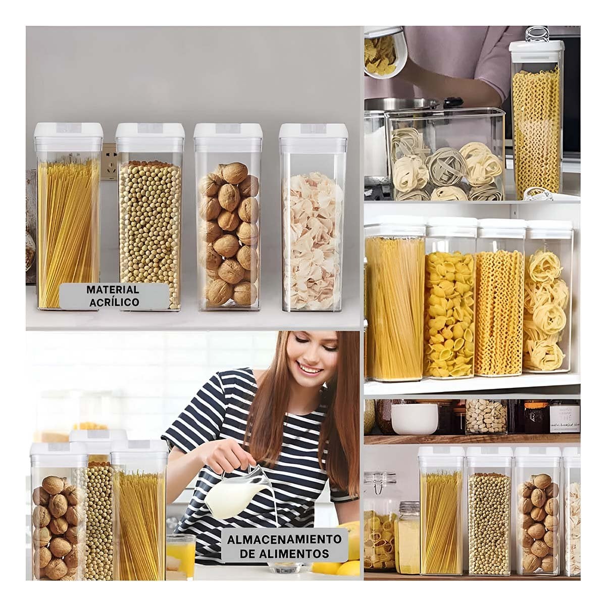 FRASCO ACRILICO PARA SNACKS Y CONDIMENTOS TAPA BLANCA 1900ML Y+POST IT - 2