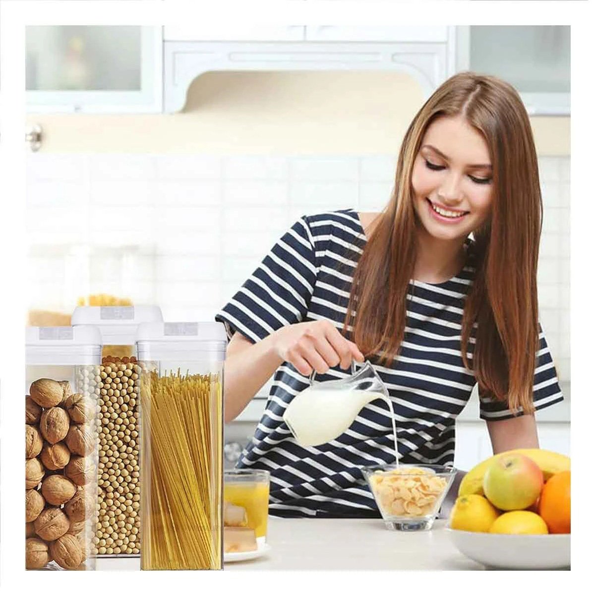 FRASCO ACRILICO PARA SNACKS Y CONDIMENTOS TAPA BLANCA 1900ML Y+POST IT - 3