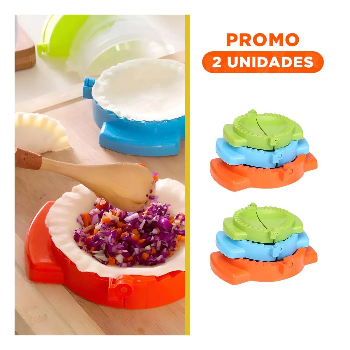 PACK2 KIT PLASTICO PARA EMPANADAS TRES DIMENSIONES MULTICOLOR Y+REGALO STICKER - 1