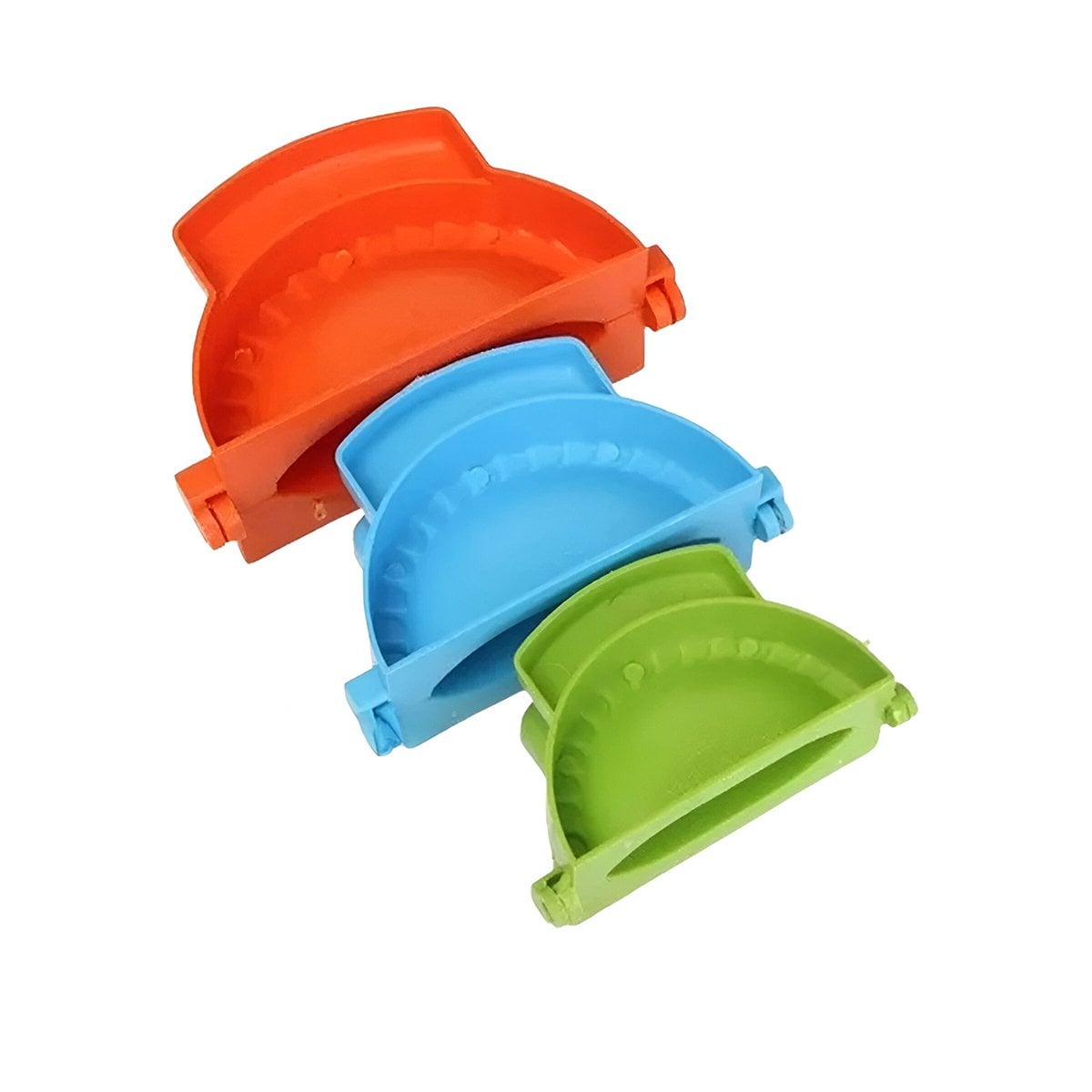 SET DE 3 MOLDES EN PLASTICO MULTICOLOR PARA EMPANADAS CASERAS Y+PAPEL REGALO - 1