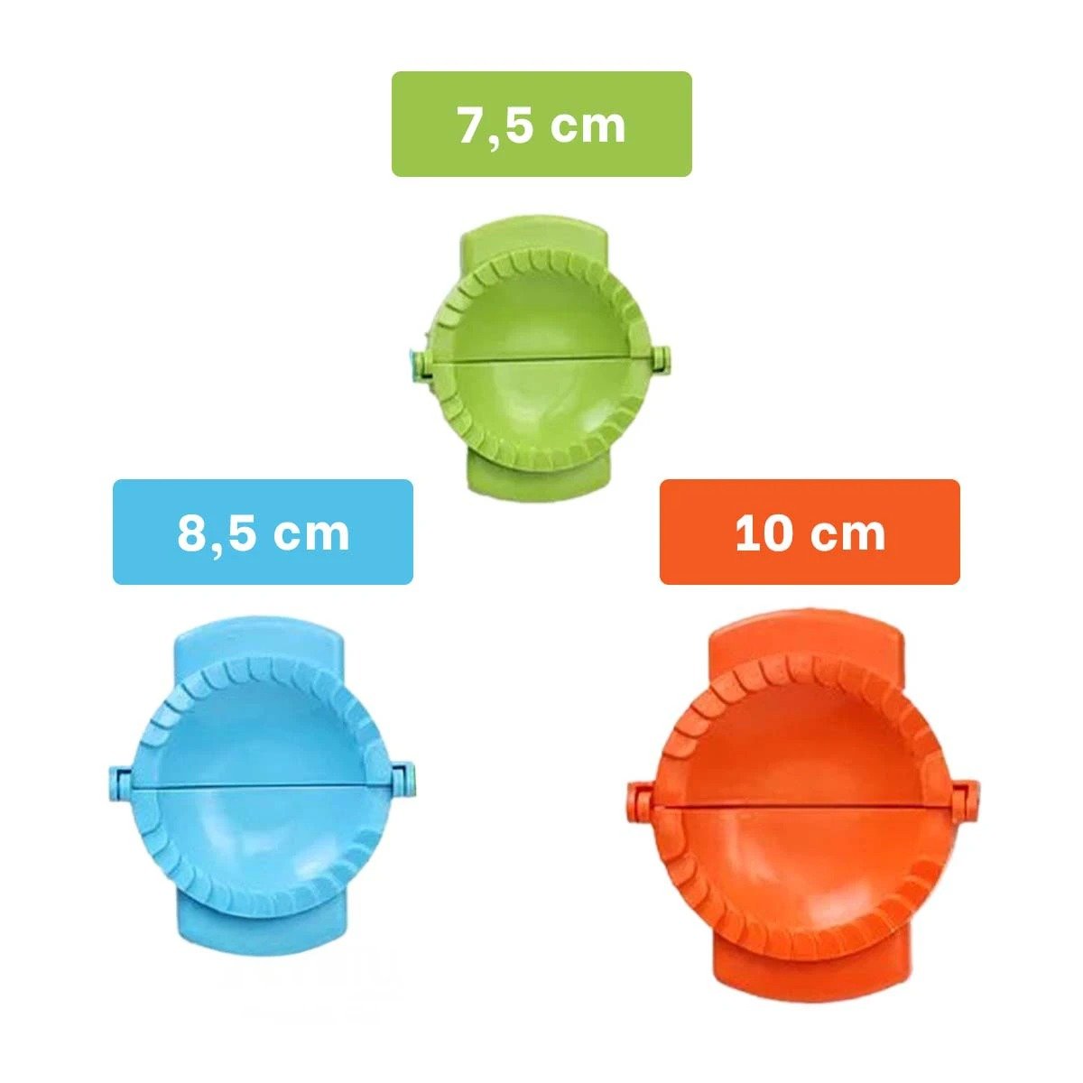 SET DE 3 MOLDES EN PLASTICO MULTICOLOR PARA EMPANADAS CASERAS Y+PAPEL REGALO - 4