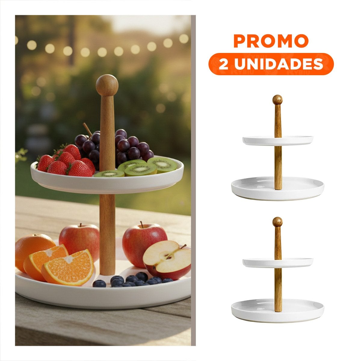 PACK2 PLATO 2 NIVELES DE CERAMICA QUE FACILITA ACCESO DIARIO EN COCINA YREGALO STICKER - 1