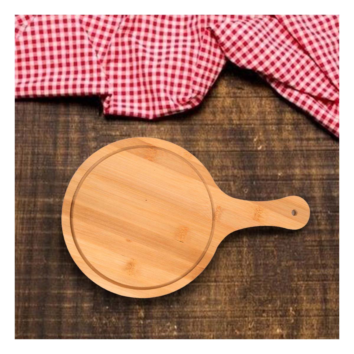 PACK4 BASE DE MADERA CIRCULAR CON MANGO PARA SERVIR TAPAS Y POSTRES 32X20CM YREGALO STICKER - 5