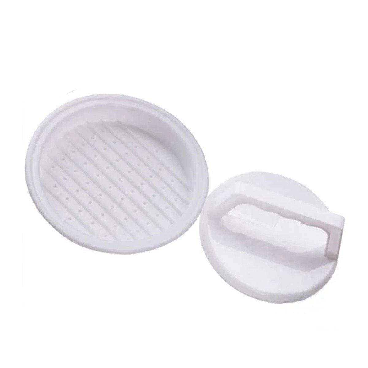 MOLDE COMPACTO PARA HAMBURGUESA DE ABS EN COLOR BLANCO CON MEDIDA 13,1CM Y+LIGAS REGALO - 5
