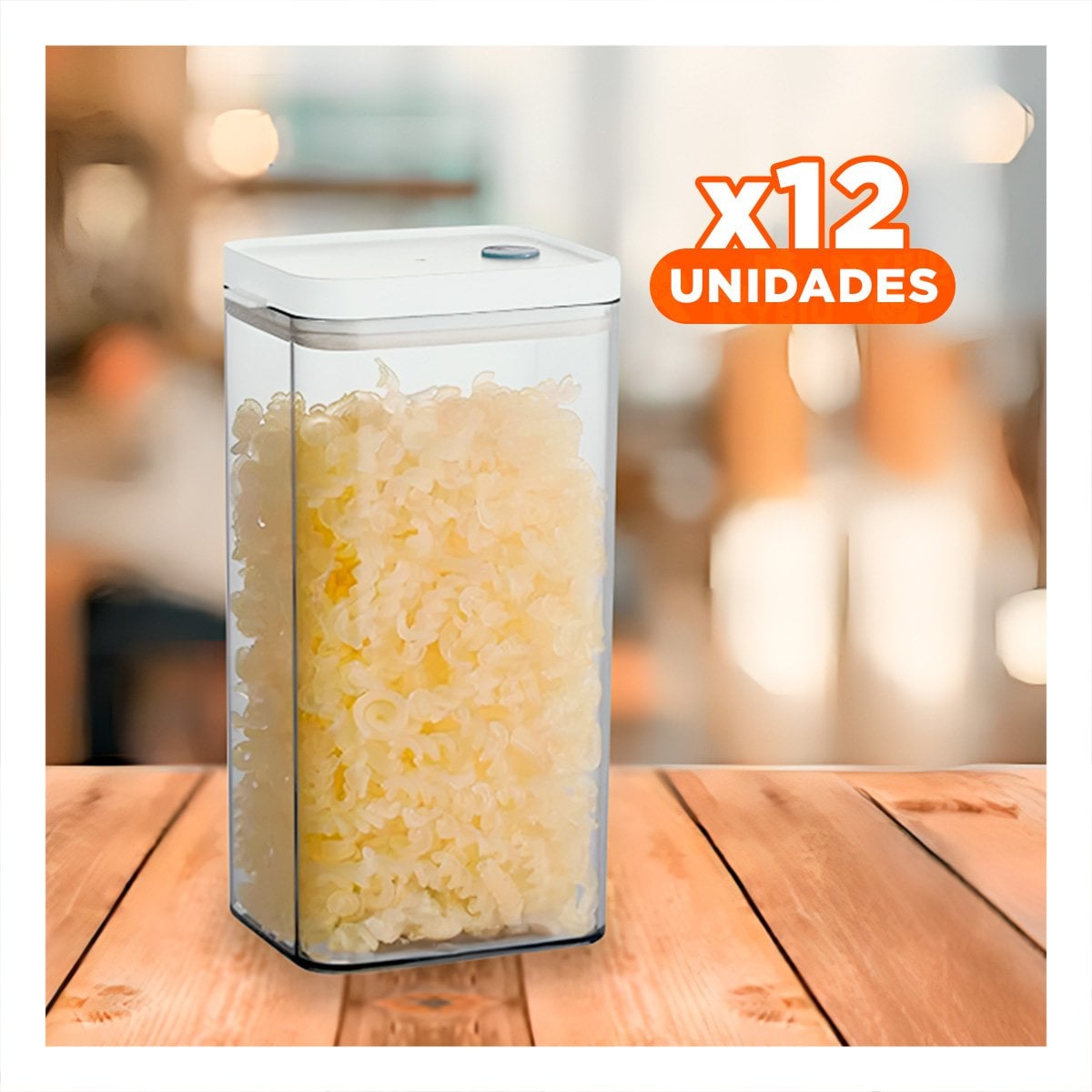 PACK12 CONTENEDOR HERMETICO ACRILICO CON TAPA BLANCA PUNTO PLOMO 1500ML Y+PAPEL REGALO - 1