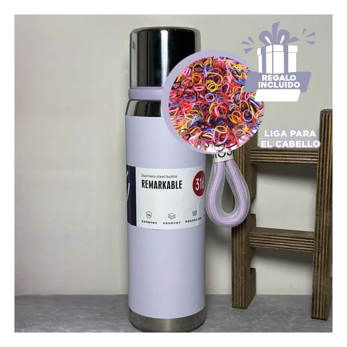 TERMO LILA 800ML CON TAPA SEGURA PARA CAFÉ TÉ Y BEBIDAS FRÍAS Y+LIGAS REGALO - 2