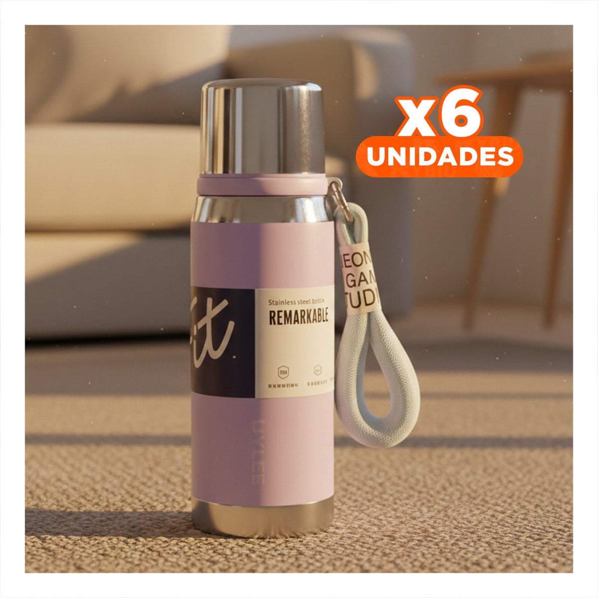 PACK6 FRASCO LILA 800ML PARA USO DIARIO EN OFICINA HOGAR Y PICNIC Y+PAPEL REGALO - 1
