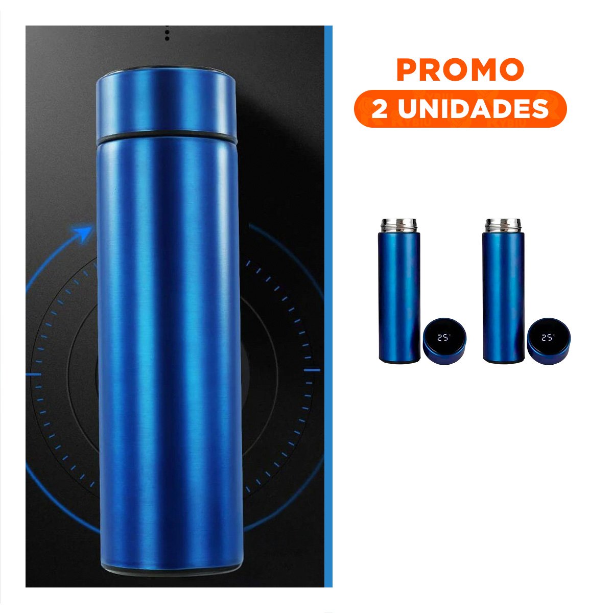 PACK2 VASO TERMICO MODERNO 500 ML CON FILTRO DE TE PARA VIAJES AZUL Y+REGALO STICKER - 1