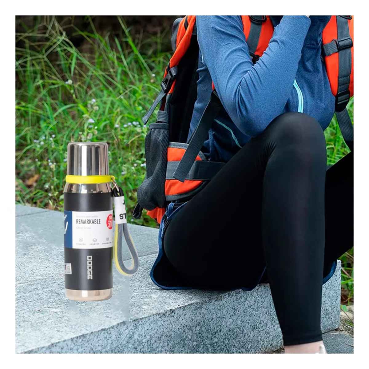 TERMO NEGRO 500ML PARA USO DIARIO EN OFICINA HOGAR Y PICNIC Y+REGALO STICKER - 5