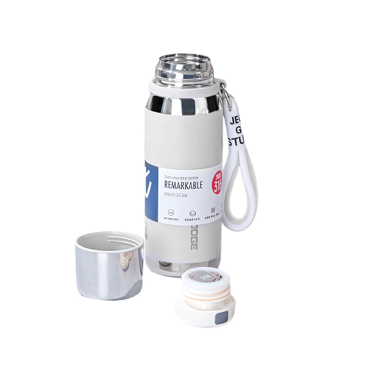 PACK6 FRASCO BLANCO 500ML CON TAPA SEGURA PARA CAFÉ TÉ Y BEBIDAS CALIENTES Y+REGALO STICKER - 2