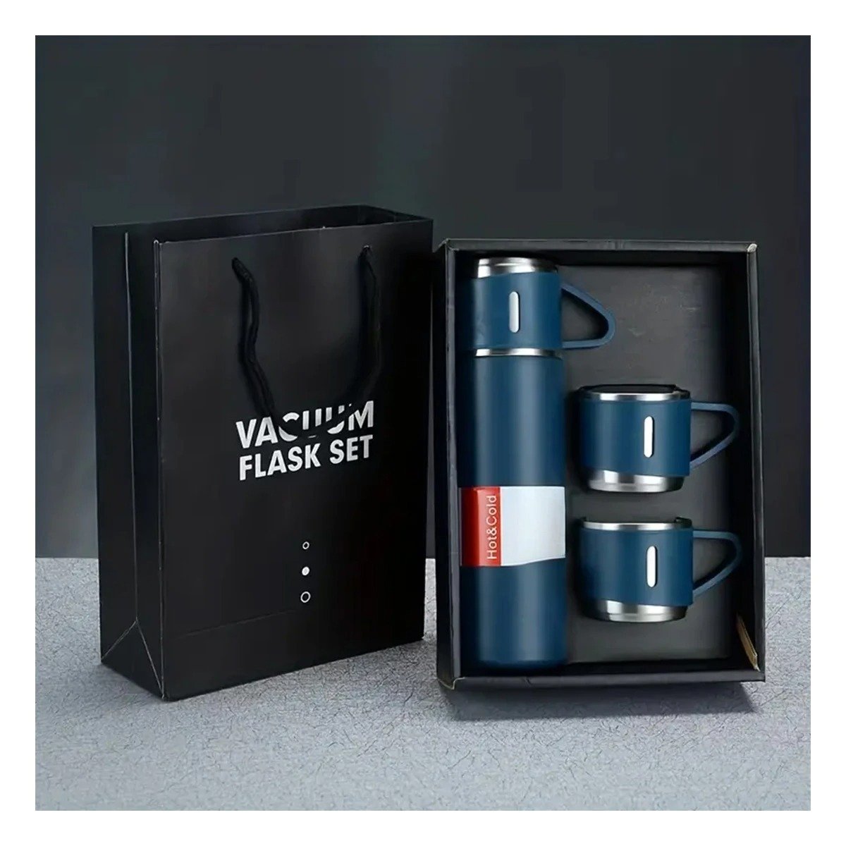 PACK12 ENVASE TERMICO DURABLE CON DOS TAZAS PARA BEBIDAS AZUL Y+PAPEL REGALO - 3