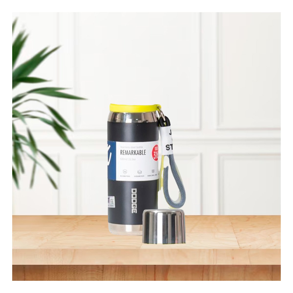 PACK2 RECIPIENTE TÉRMICO NEGRO 500ML CON TAPA HERMÉTICA PARA CAFÉ TÉ Y JUGOS Y+PAPEL REGALO - 2