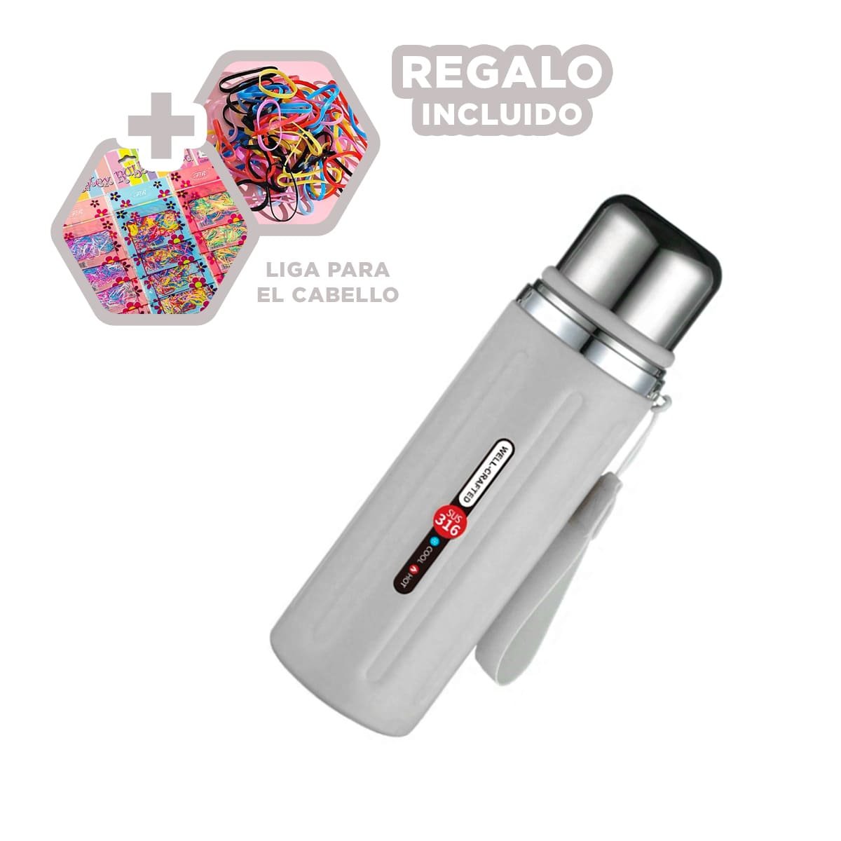 TERMO 800ML BLANCO DOBLE CAPA QUE MANTIENE TEMPERATURA POR HORAS YLIGAS REGALO - 2