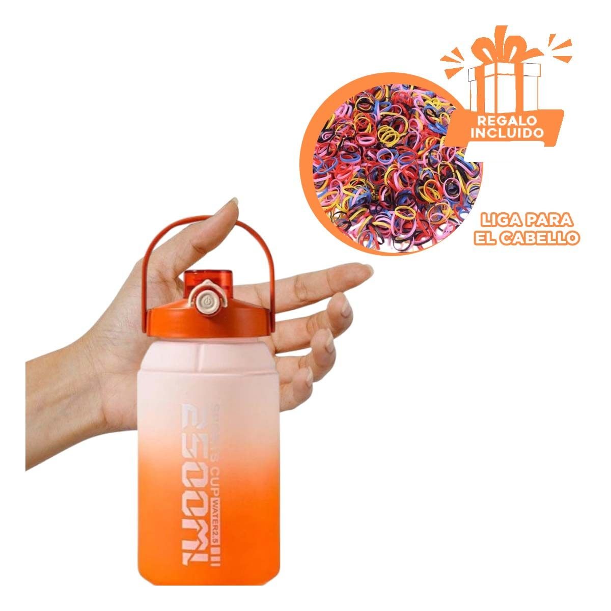 TOMATODO REUTILIZABLE PARA RUTINA ACTIVA 2500ML EN NARANJA Y BLANCO YLIGAS REGALO - 2