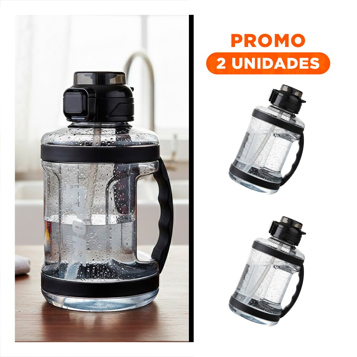 PACK2 CANTIMPLORA URBANA PARA LLEVAR BEBIDAS EN LA MOCHILA NEGRO YREGALO STICKER - 1