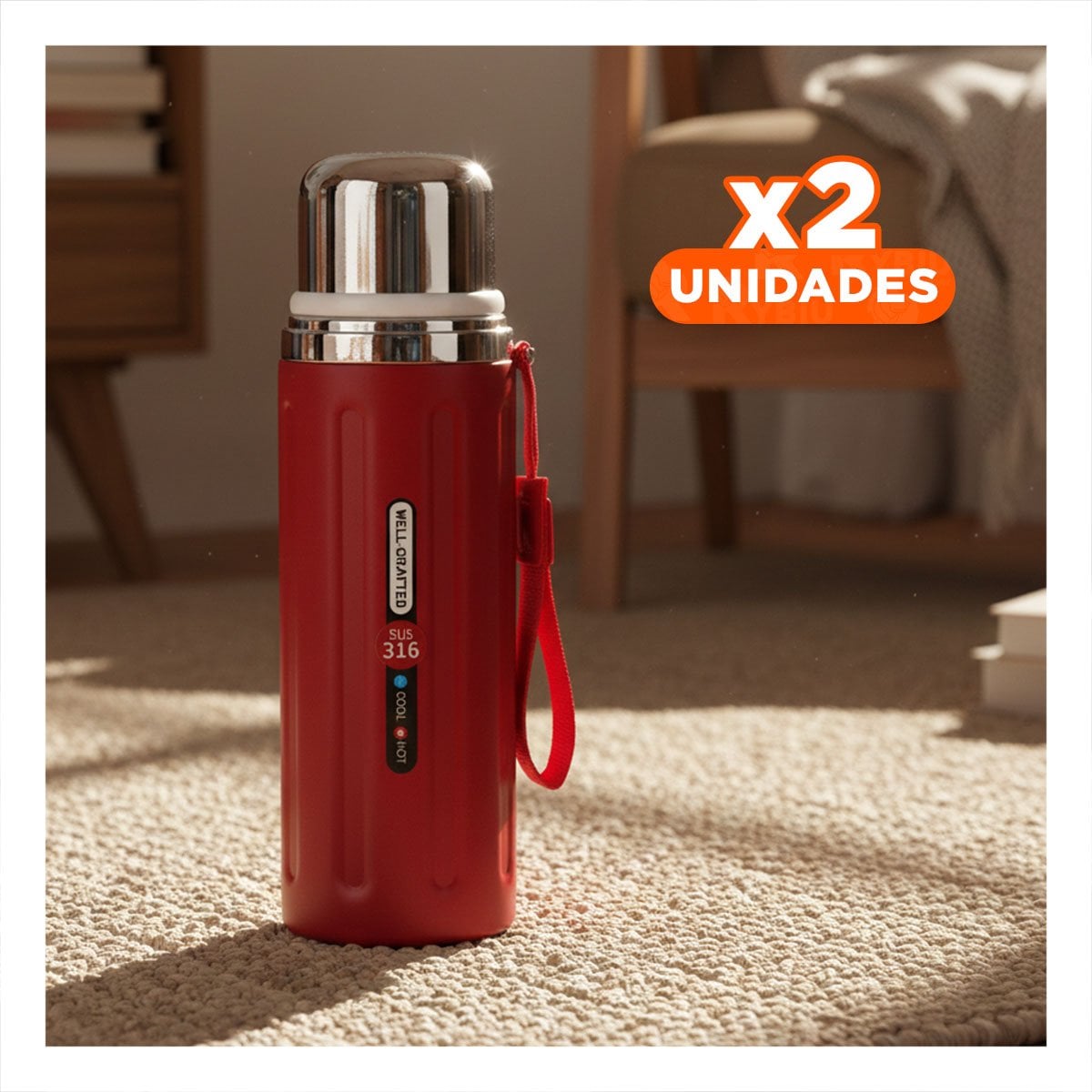 PACK2 ENVASE 800ML ROJO CON TAPA SEGURA Y DISEÑO MODERNO PARA OFICINA O CASA YPAPEL REGALO - 1