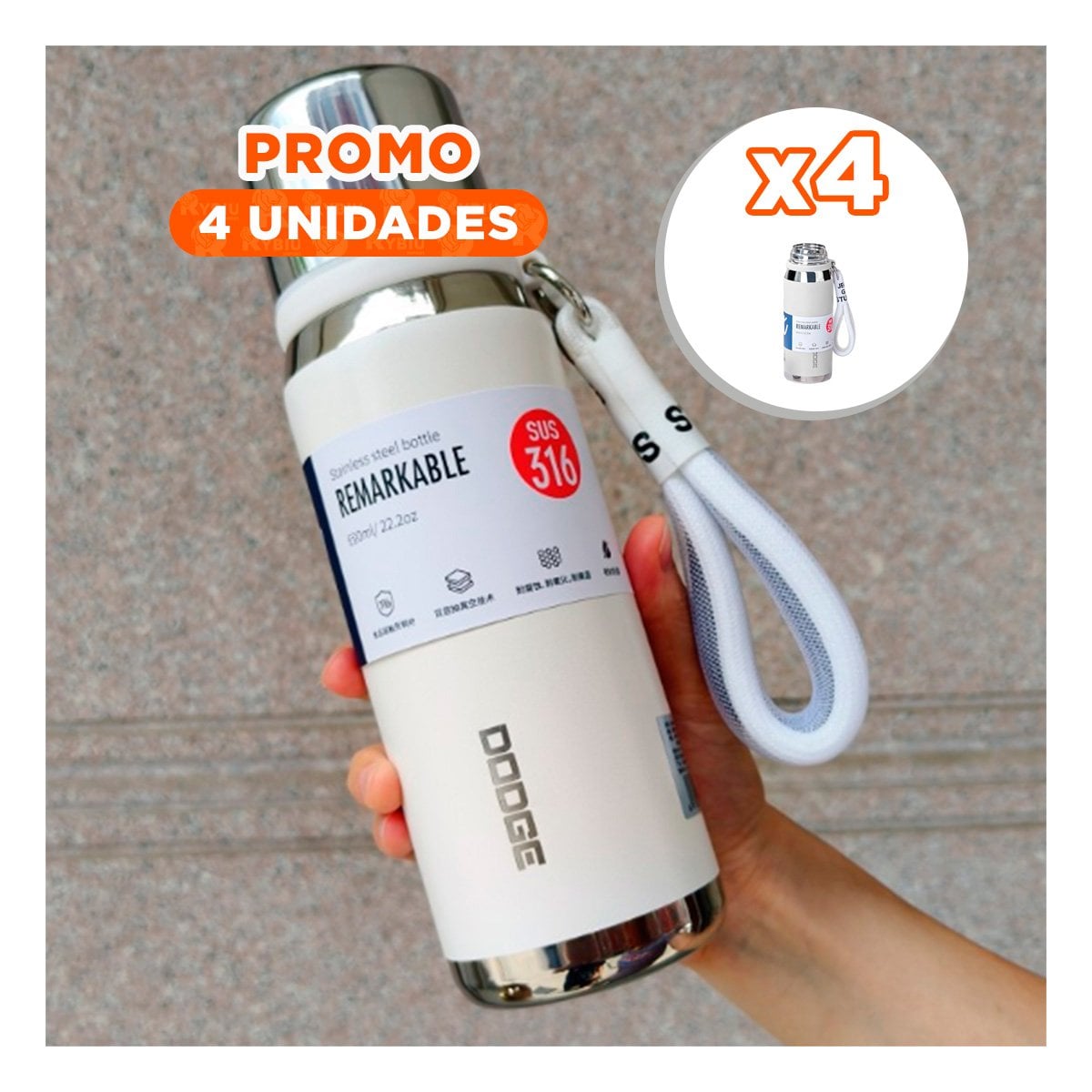 PACK4 FRASCO BLANCO 500ML PARA CAFÉ TÉ Y BEBIDAS DIARIAS EN OFICINA Y HOGAR Y+REGALO STICKER - 1