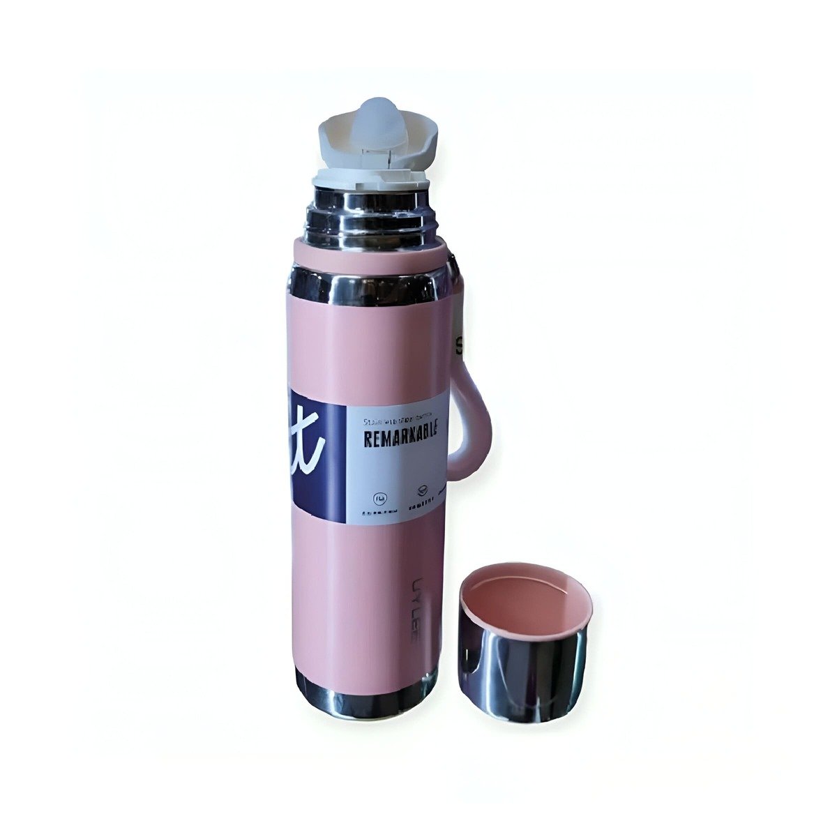 PACK2 VASO TÉRMICO ROSADO 800ML PARA USO DIARIO EN OFICINA HOGAR Y PICNIC Y+REGALO STICKER - 2