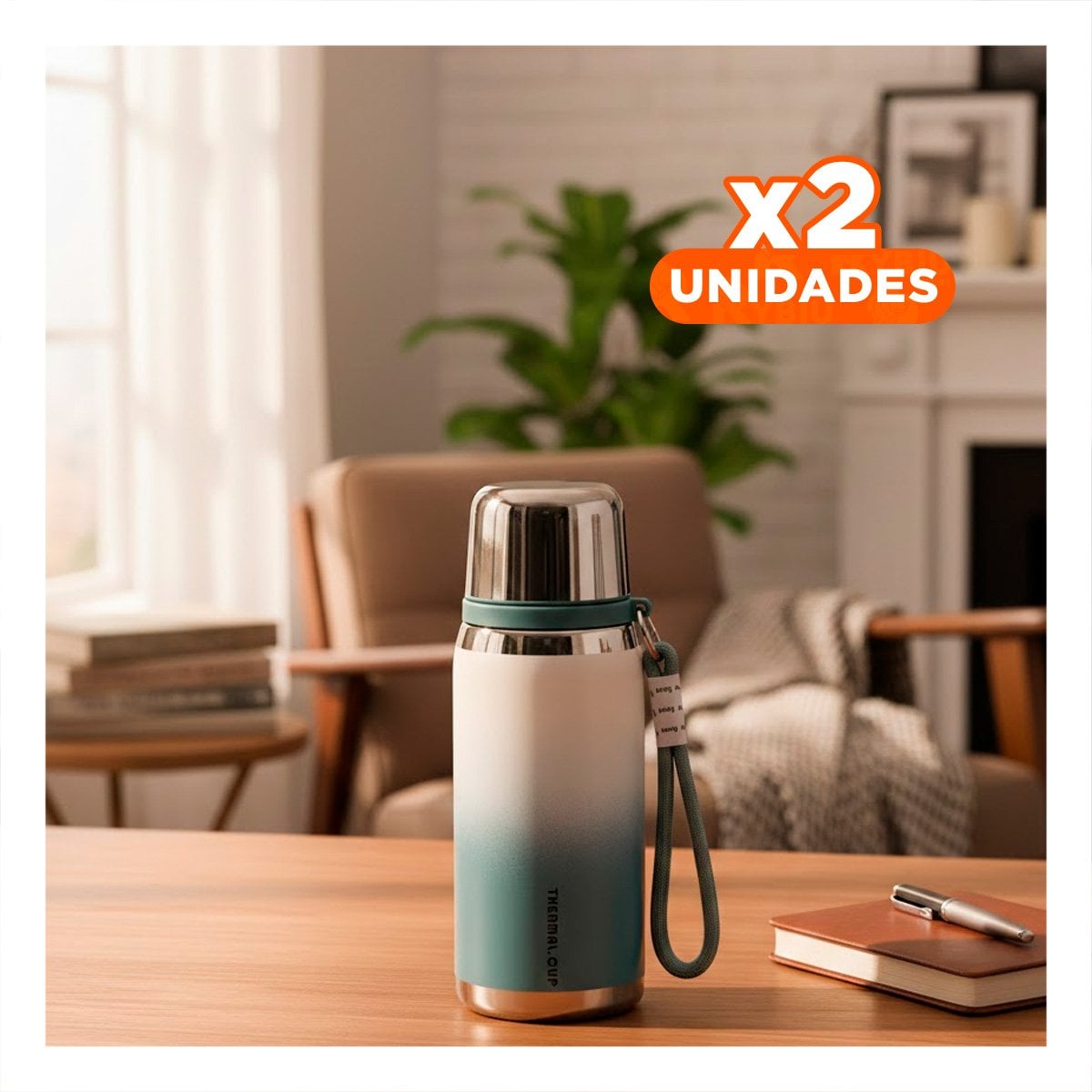 PACK2 ENVASE 800ML AZUL CON TAPA SEGURA Y DISEÑO MODERNO PARA OFICINA O CASA Y+PAPEL REGALO - 1