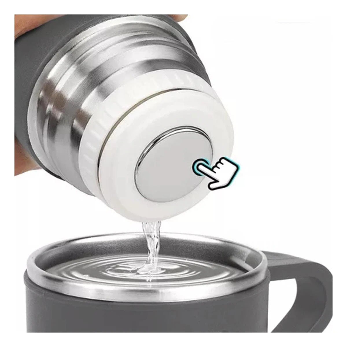VASO TERMICO INDIVIDUAL CON DOS TAZAS PARA OFICINA PLOMO Y+LIGAS REGALO - 5