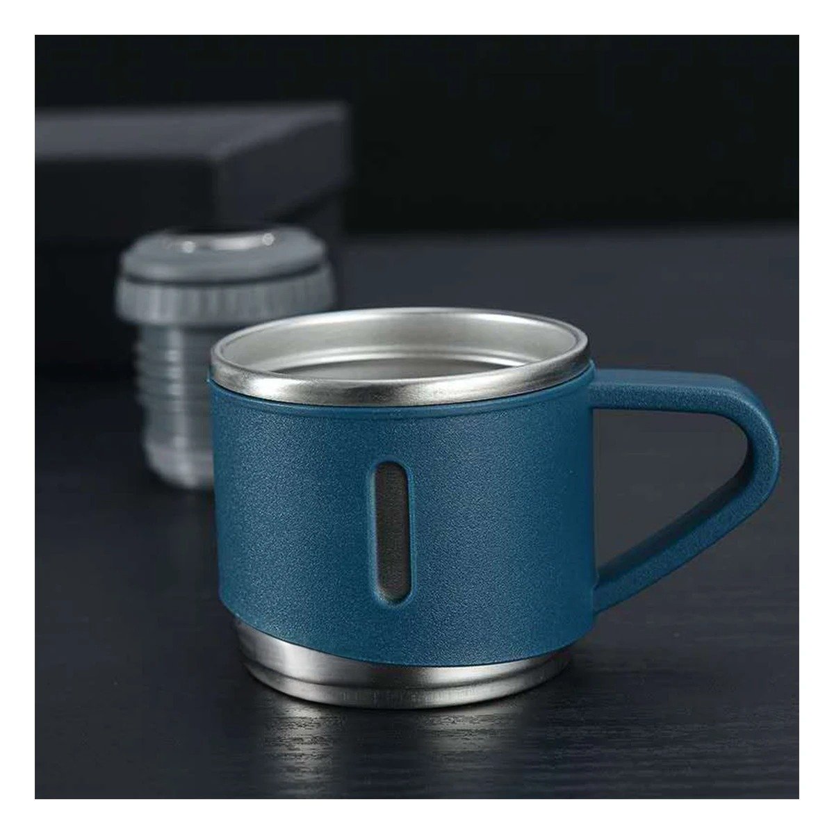 PACK6 RECIPIENTE TERMICO MODERNO CON DOS TAZAS PARA CAFE AZUL Y+REGALO STICKER - 3