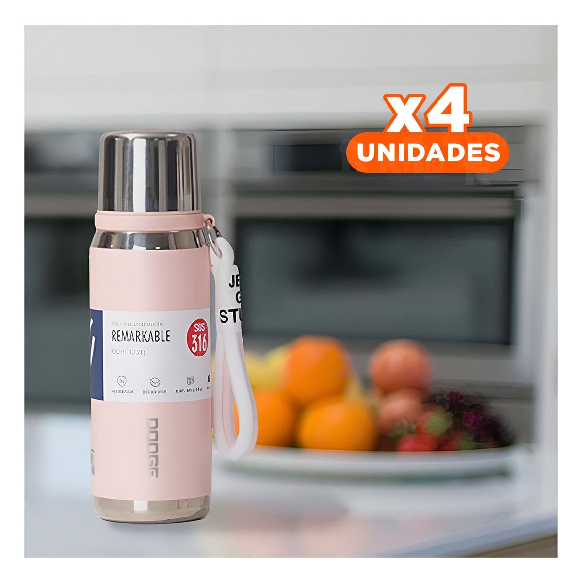 PACK4 VASO TÉRMICO ROSADO 800ML PARA TRANSPORTE FÁCIL DE CAFÉ TÉ Y BEBIDAS Y+PAPEL REGALO - 1