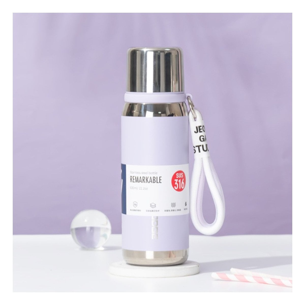 TERMO LILA 500ML CON TAPA SEGURA PARA CAFÉ TÉ Y BEBIDAS FRÍAS Y+LIGAS REGALO - 3