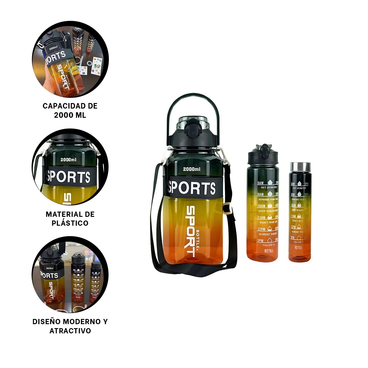 TOMATODO TRIO TRANSPARENTE NEGRO AMARILLO Y NARANJA DOBLE PARED CONSERVA YPOST IT - 5