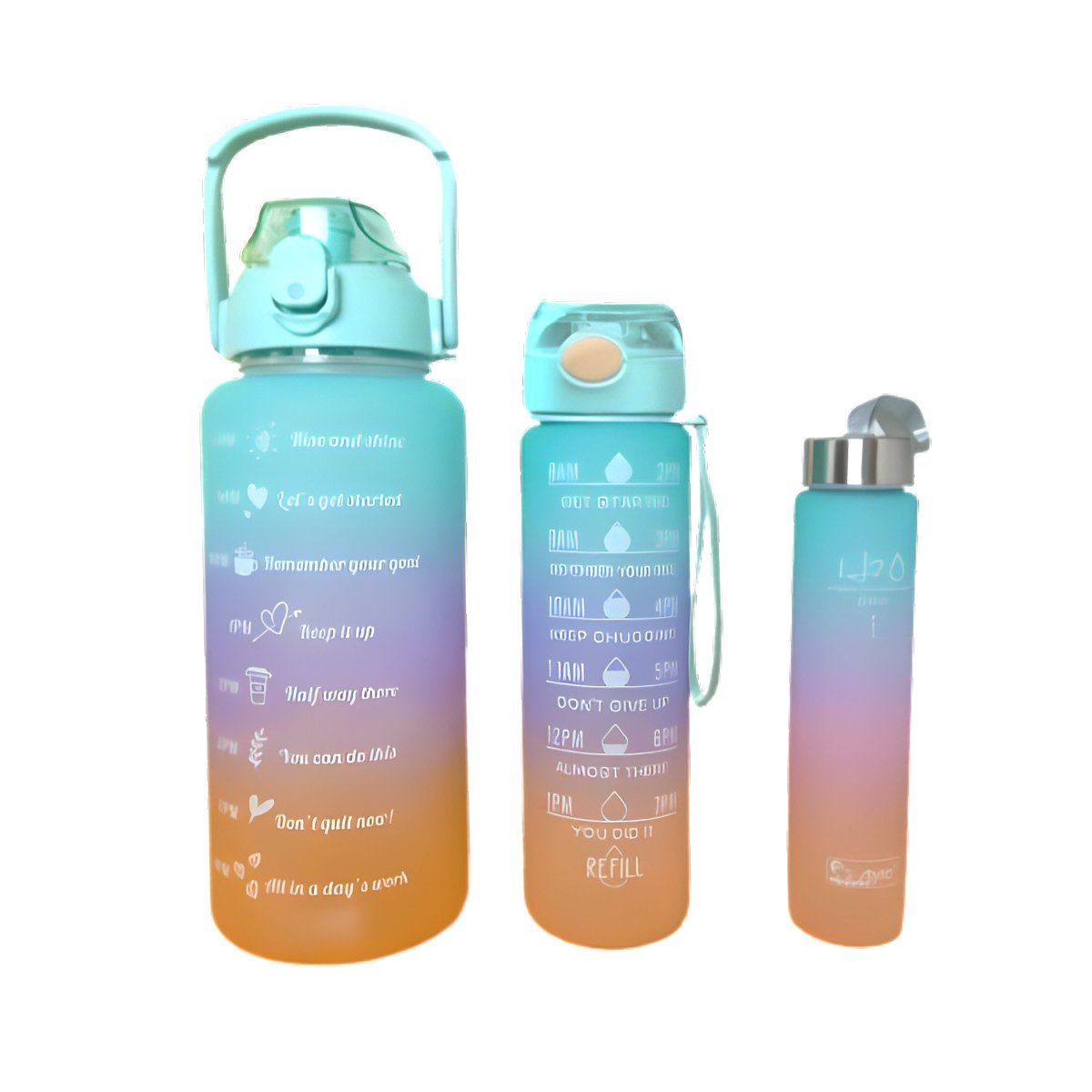 TOMATODOS EN SET DE 3 CON TAPA DE PLASTICO CELESTE Y VOLUMEN 2 L 1 L Y 300 ML Y+POST IT - 5