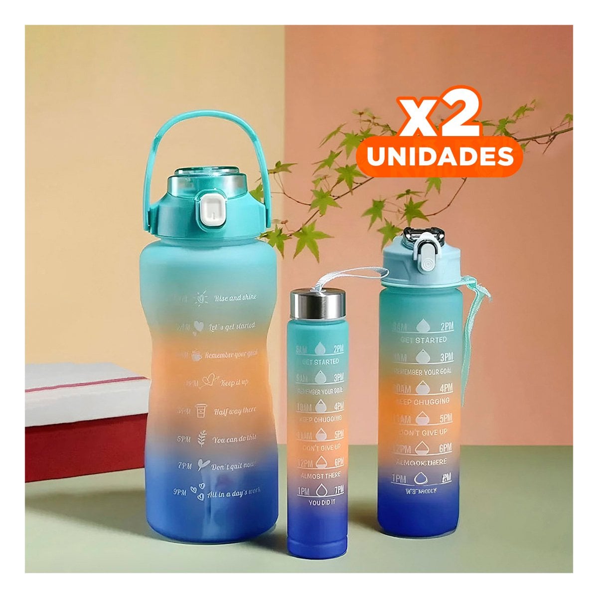 PACK2 KIT DE 3 TOMATODOS EN CELESTE CON 2 L 1 L Y 300 ML Y TAPA DE PLASTICO - 1