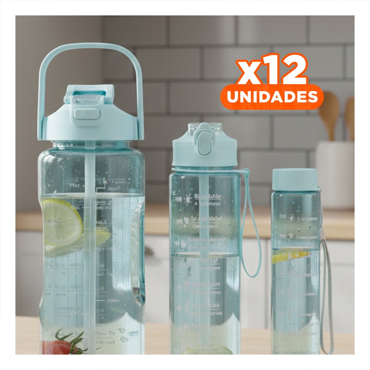 PACK12 RECIPIENTE TRIO TRANSPARENTE AZUL CLARO MANTIENE BEBIDAS FRIAS YPAPEL REGALO - 1