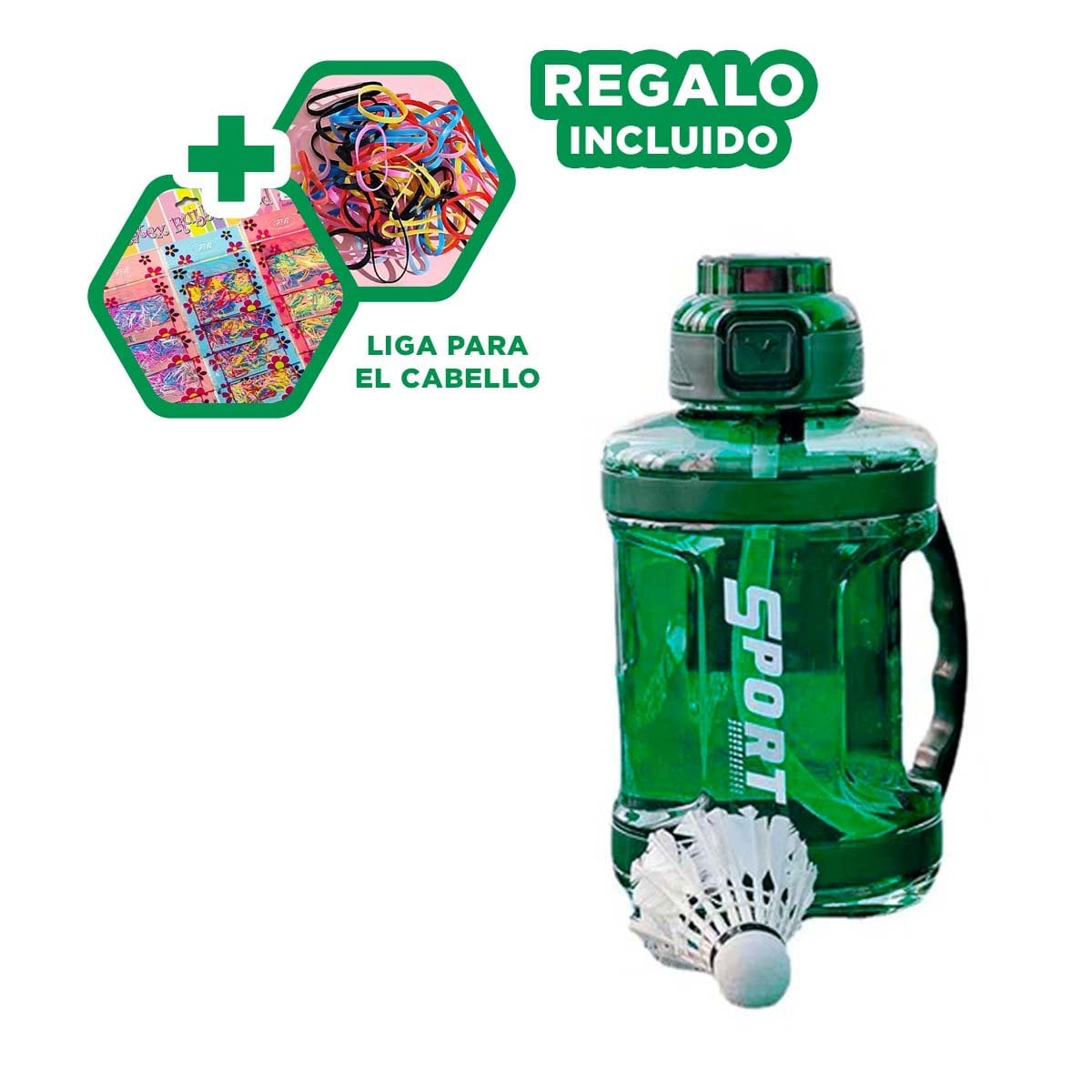 TOMATODO BIDON VERDE RESISTENTE Y FACIL DE LIMPIAR TODOS LOS DIAS YLIGAS REGALO - 2