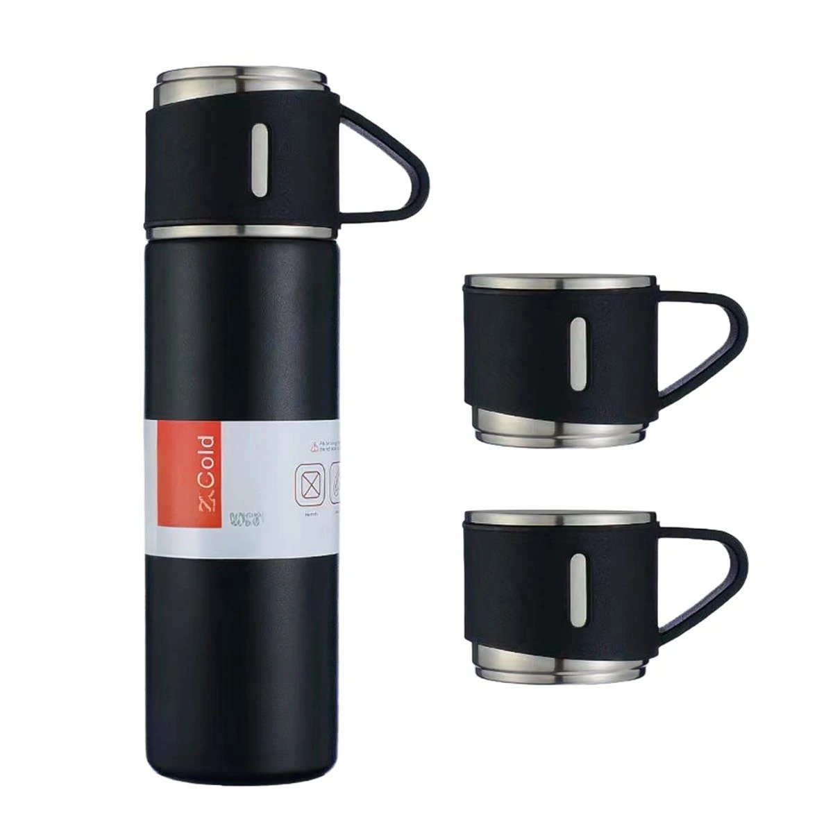 VASO TERMICO INDIVIDUAL CON DOS TAZAS PARA CAFE Y TE EN HOGAR NEGRO Y+LIGAS REGALO - 5