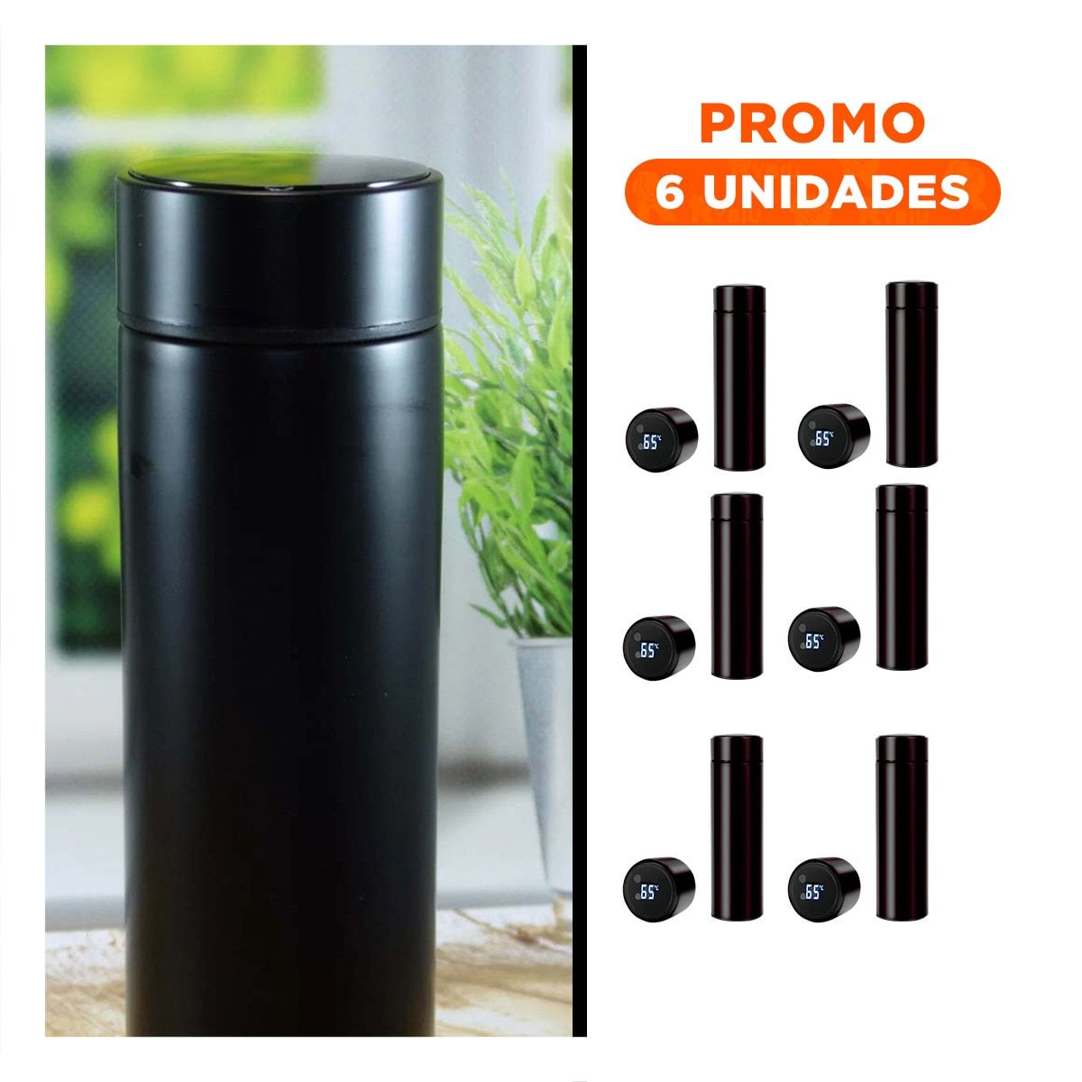 PACK6 ENVASE COMPACTO 500 ML CON FILTRO DE TE PARA MANTENER CAFE O TE Y+REGALO STICKER - 1