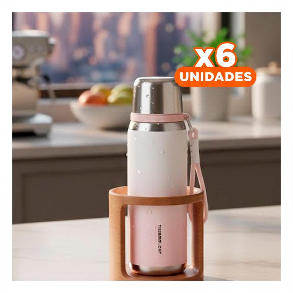 PACK6 CONTENEDOR 800ML ROSADO CON TAPA HERMETICA Y DISEÑO MODERNO PARA OFICINA - 1
