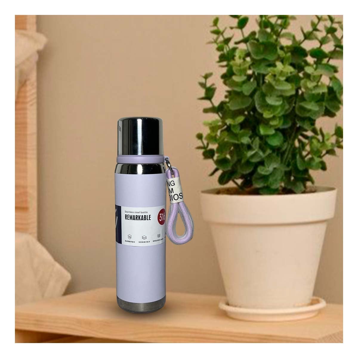 TERMO LILA 800ML PARA TRANSPORTE FÁCIL DE BEBIDAS CALIENTES Y FRÍAS Y+PAPEL REGALO - 1