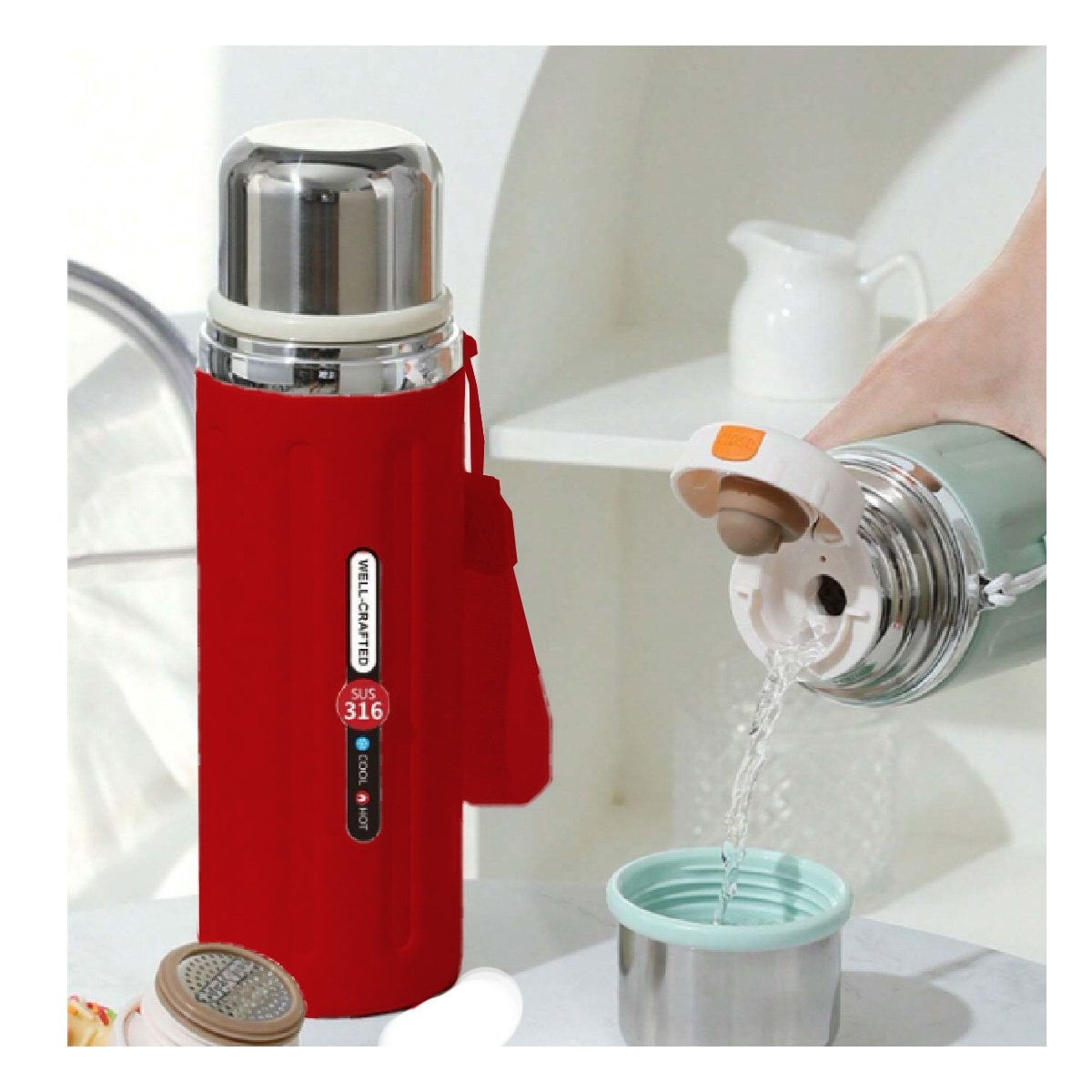 TERMO 800ML ROJO LIGERO Y COMODO PARA LLEVAR BEBIDAS CALIENTES Y FRIAS YPOST IT - 1