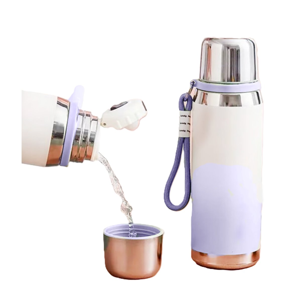 TERMO 800ML LILA LIGERO Y COMODO PARA LLEVAR BEBIDAS CALIENTES Y FRIAS Y+POST IT - 5