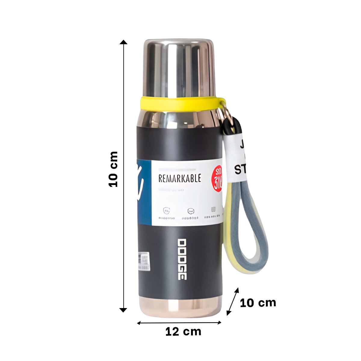 TERMO COLOR NEGRO 500ML CON TAPA HERMÉTICA PARA CAFÉ TÉ Y BEBIDAS DIARIAS - 4