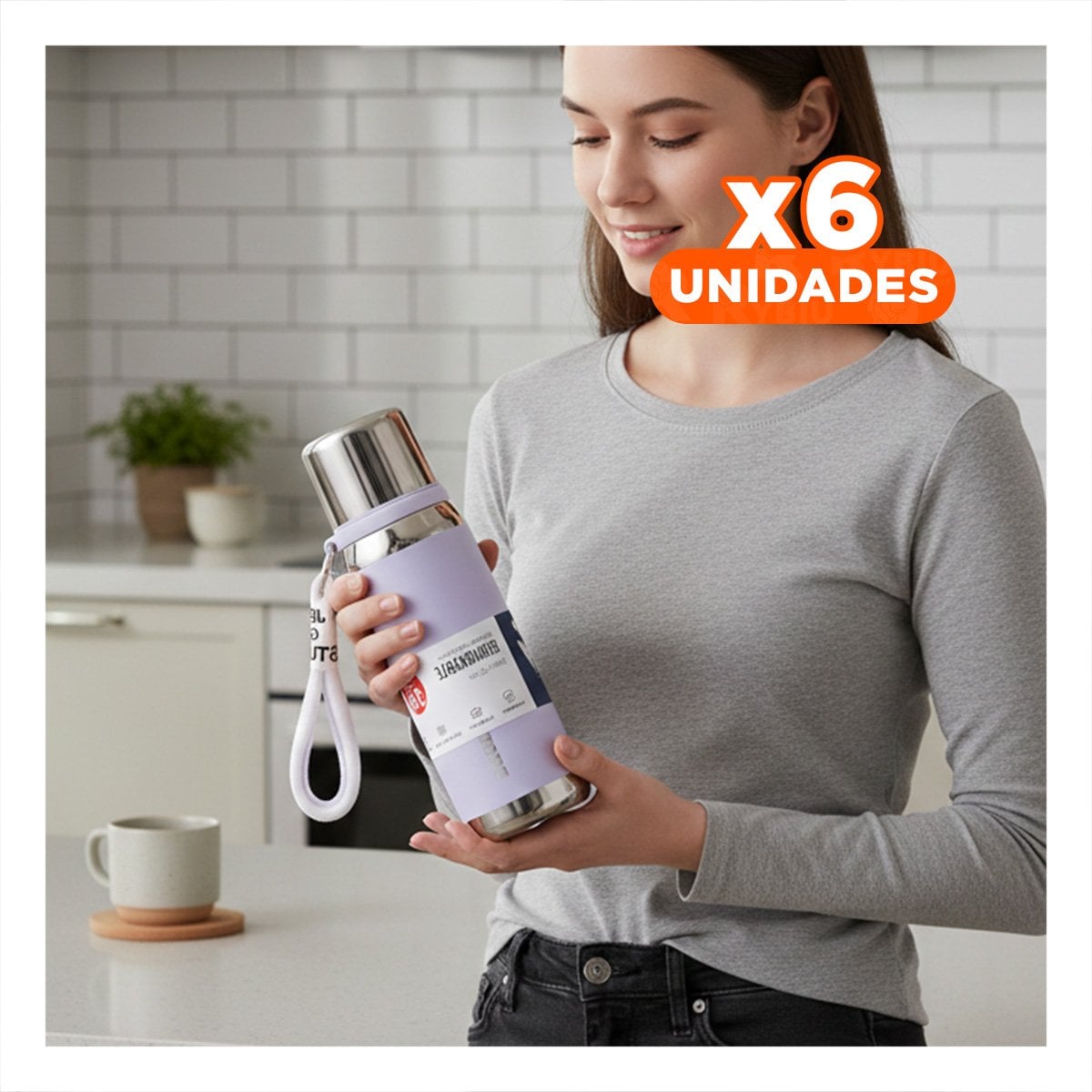 PACK6 FRASCO LILA 500ML PARA USO DIARIO EN OFICINA HOGAR Y PICNIC Y+PAPEL REGALO - 1