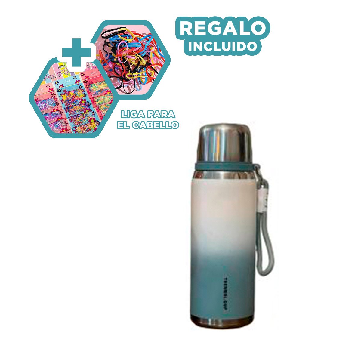 TERMO 800ML AZUL DOBLE CAPA QUE MANTIENE TEMPERATURA POR HORAS Y+LIGAS REGALO - 2