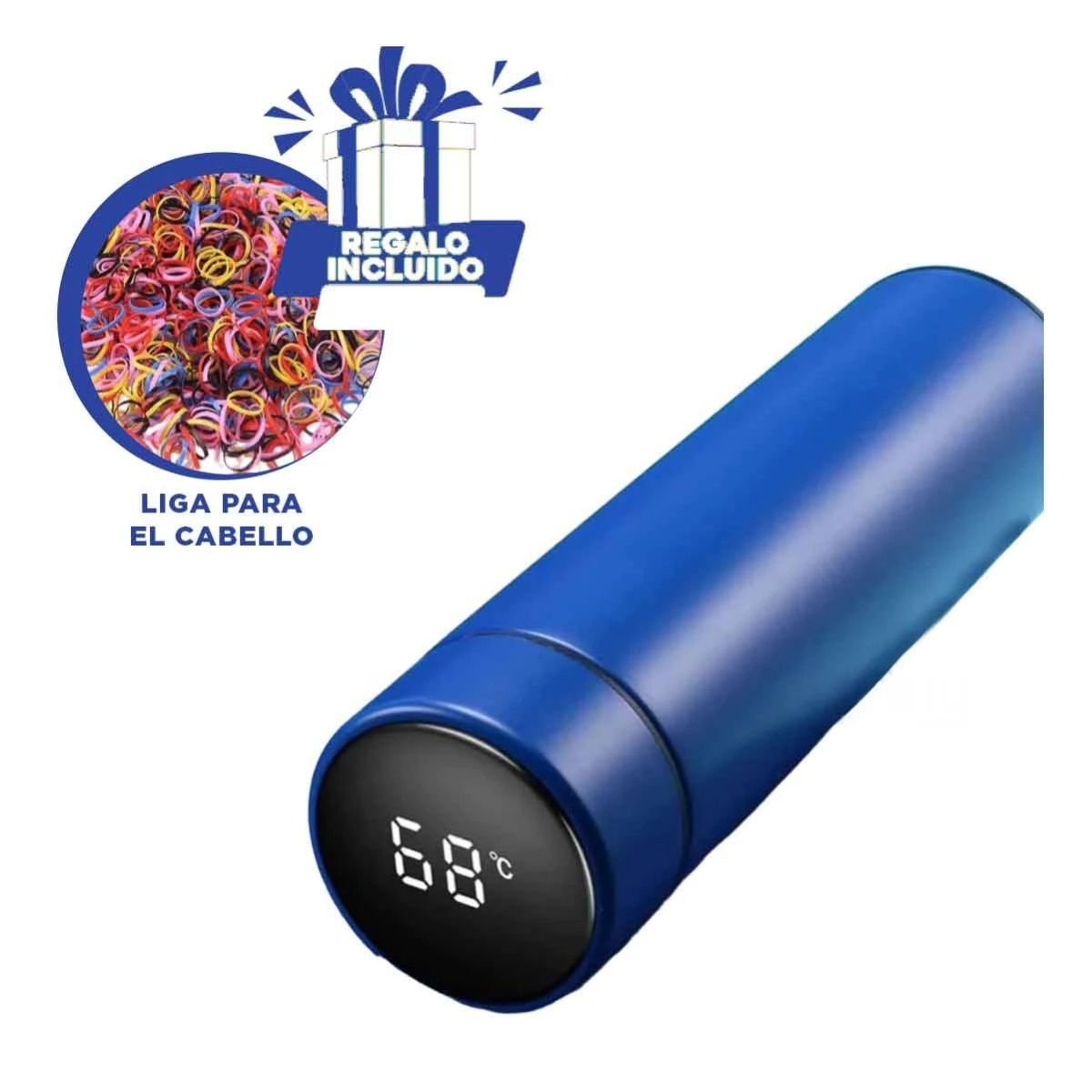 RECIPIENTE DIGITAL INTELIGENTE 500 ML CON FILTRO DE TE PARA VIAJES AZUL Y+LIGAS REGALO - 2