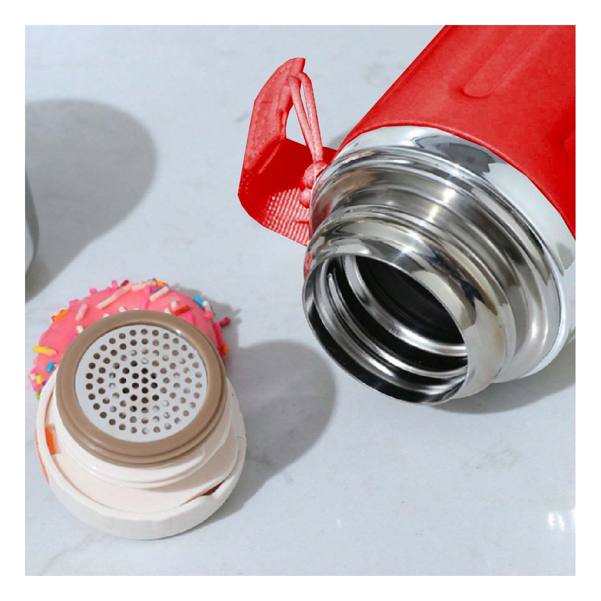 PACK6 CONTENEDOR 800ML ROJO CON TAPA HERMETICA Y DISEÑO MODERNO PARA OFICINA - 5