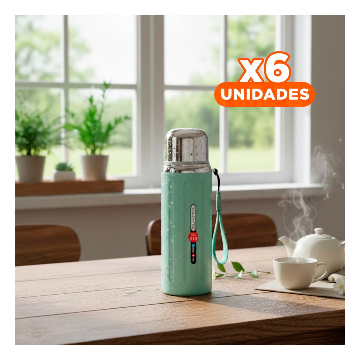PACK6 CONTENEDOR 800ML VERDE AGUA RESISTENTE Y FACIL DE LIMPIAR PARA USO DIARIO YPAPEL REGALO - 1
