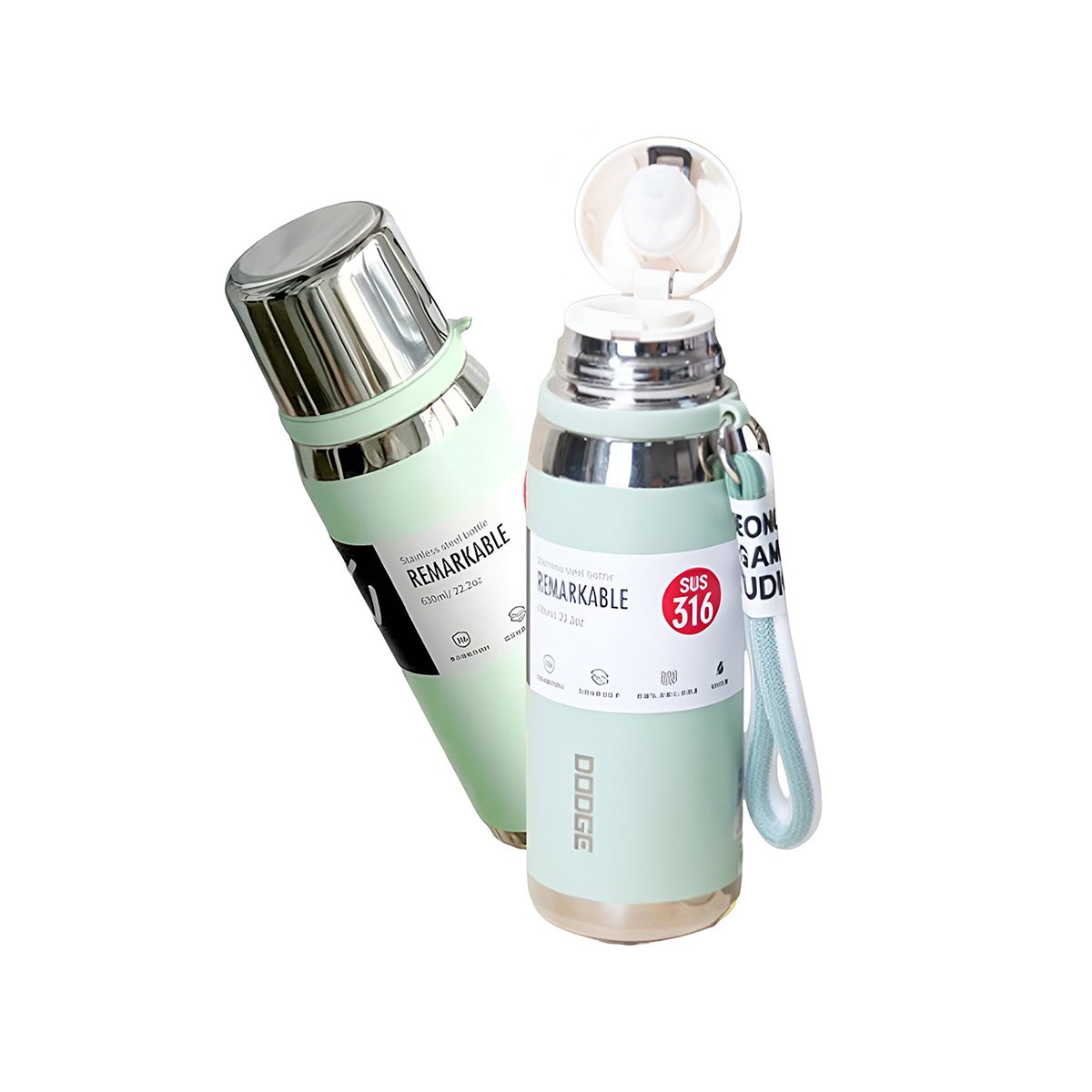 TERMO VERDE AGUA 800ML CON TAPA SEGURA PARA CAFÉ TÉ Y BEBIDAS FRÍAS Y+LIGAS REGALO - 5