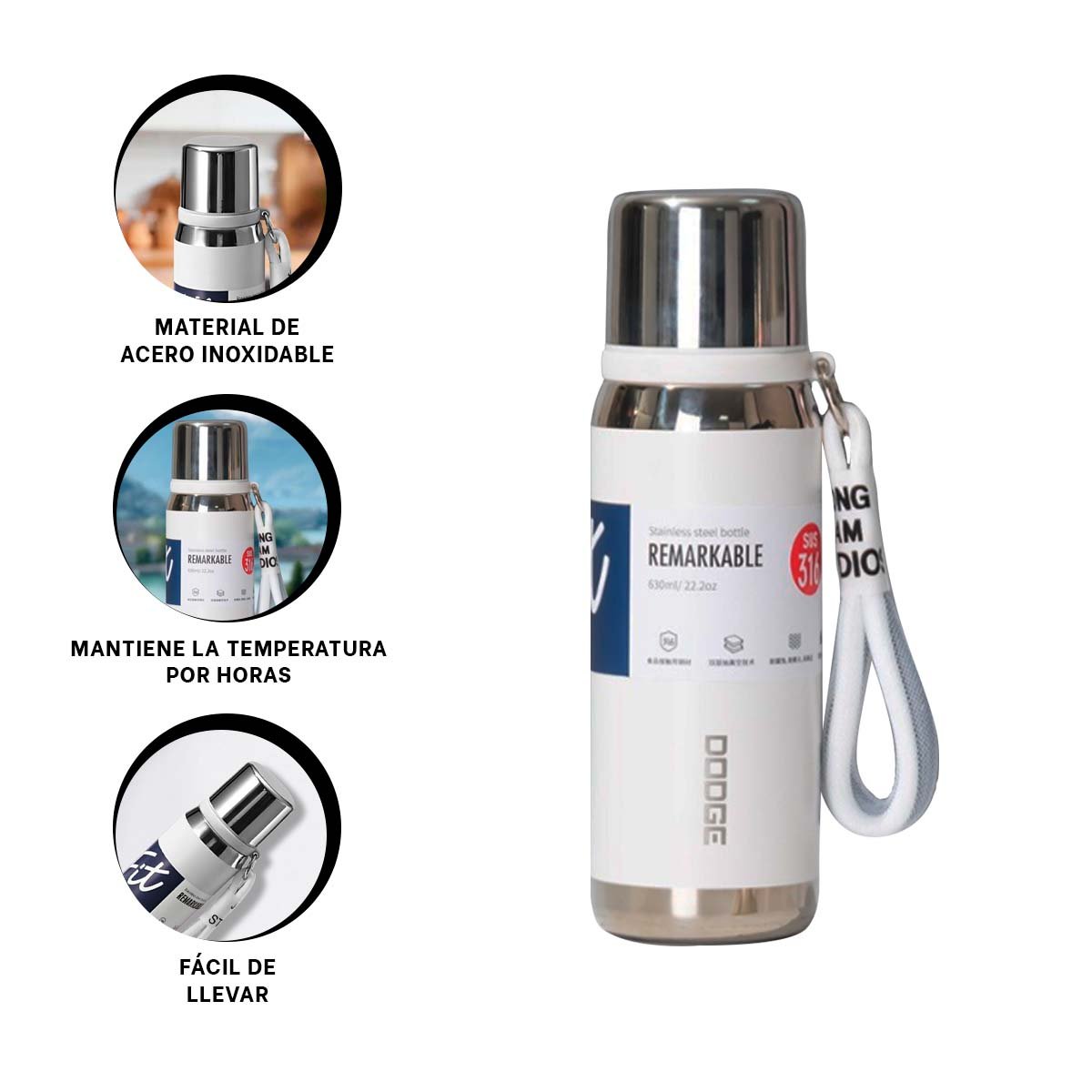 TERMO BLANCO 800ML PARA BEBIDAS CALIENTES Y FRÍAS EN OFICINA HOGAR Y+POST IT - 5