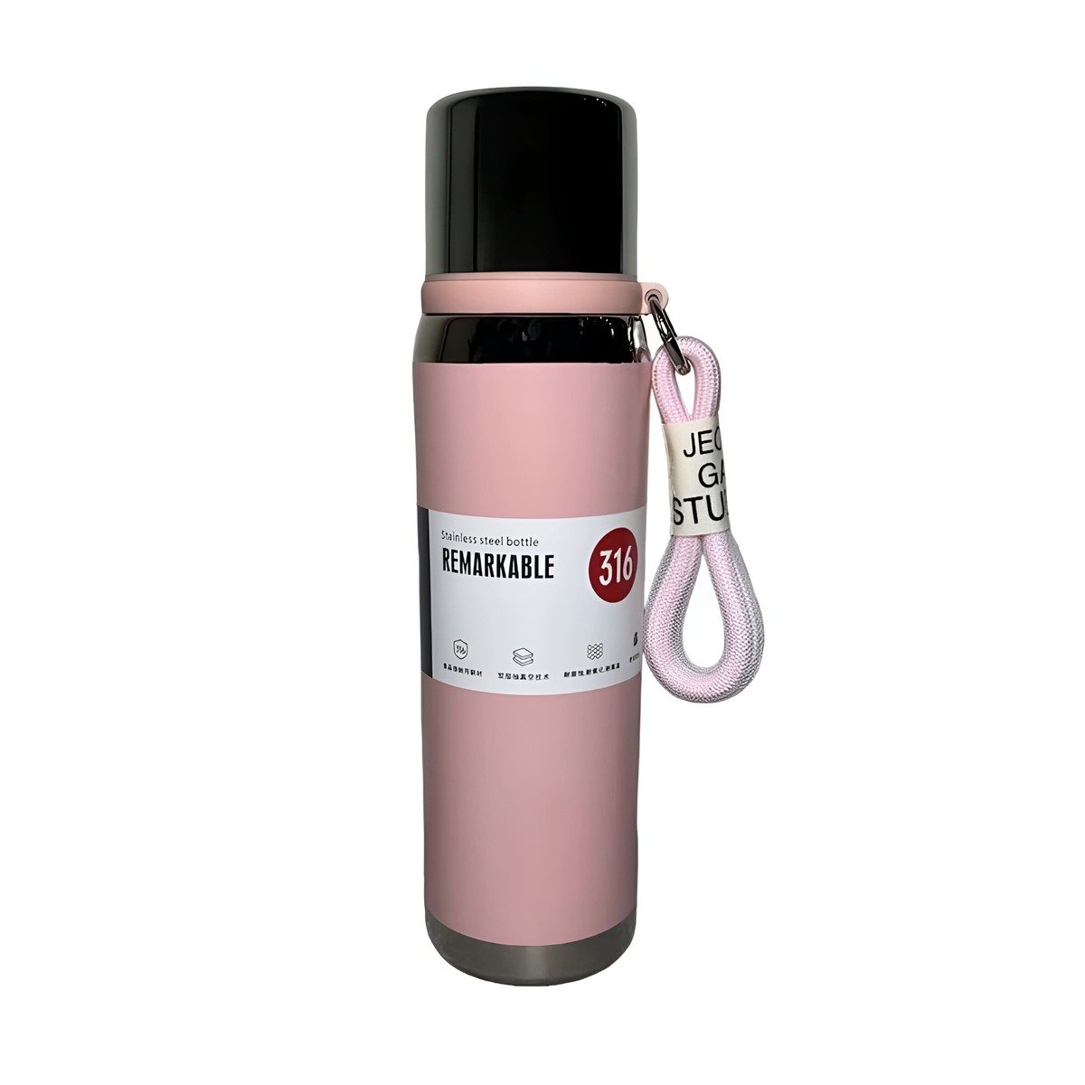 TERMO ROSADO 800ML CON TAPA SEGURA PARA CAFÉ TÉ Y BEBIDAS CALIENTES Y+LIGAS REGALO - 5