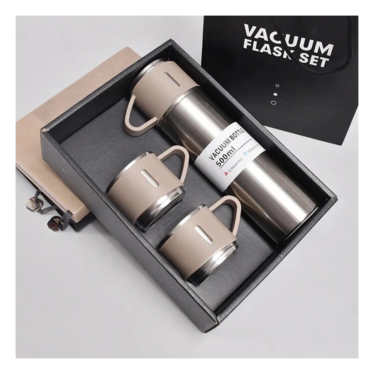 PACK6 RECIPIENTE TERMICO MODERNO CON DOS TAZAS PARA CAFE AZUL Y+REGALO STICKER - 5